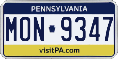 PA license plate MON9347