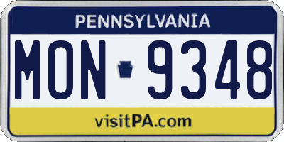 PA license plate MON9348