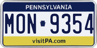 PA license plate MON9354