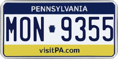 PA license plate MON9355
