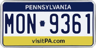PA license plate MON9361