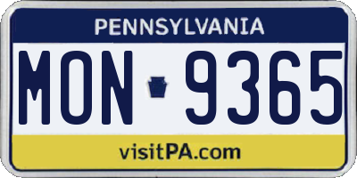 PA license plate MON9365