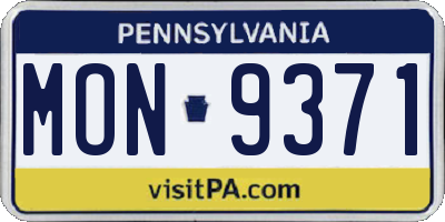PA license plate MON9371