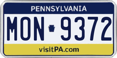 PA license plate MON9372