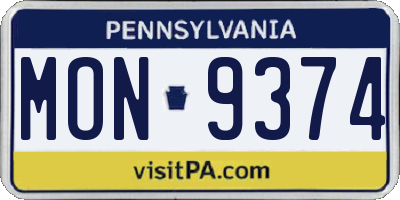 PA license plate MON9374