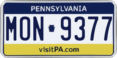 PA license plate MON9377