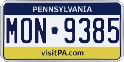 PA license plate MON9385
