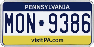 PA license plate MON9386