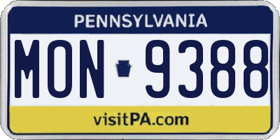 PA license plate MON9388