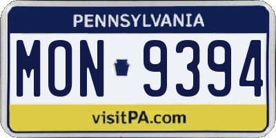 PA license plate MON9394
