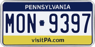 PA license plate MON9397