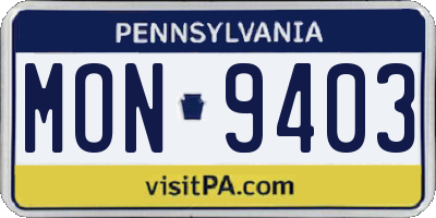 PA license plate MON9403