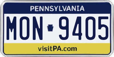 PA license plate MON9405
