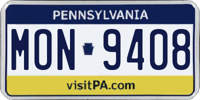 PA license plate MON9408