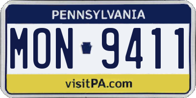 PA license plate MON9411