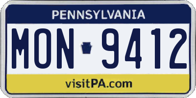 PA license plate MON9412