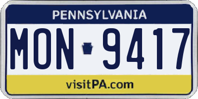 PA license plate MON9417