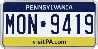 PA license plate MON9419