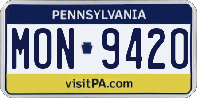 PA license plate MON9420
