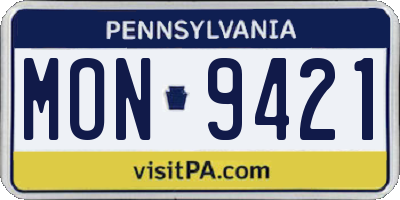 PA license plate MON9421