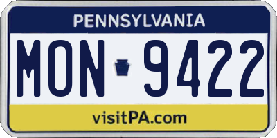 PA license plate MON9422