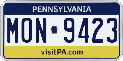 PA license plate MON9423