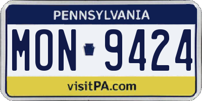 PA license plate MON9424