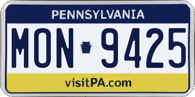 PA license plate MON9425