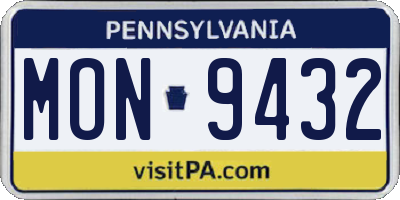 PA license plate MON9432