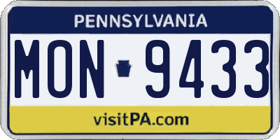 PA license plate MON9433