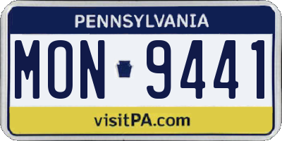 PA license plate MON9441