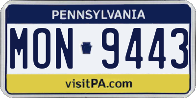 PA license plate MON9443