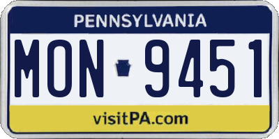PA license plate MON9451