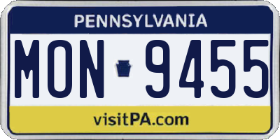 PA license plate MON9455