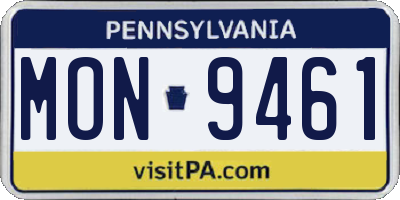 PA license plate MON9461