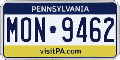 PA license plate MON9462