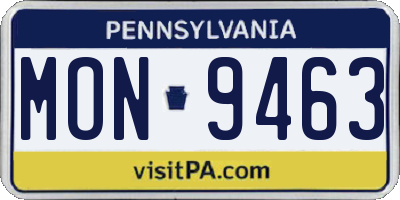 PA license plate MON9463