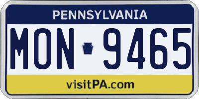 PA license plate MON9465