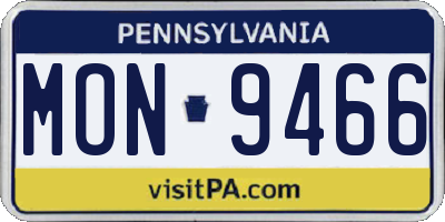 PA license plate MON9466