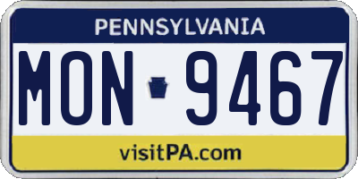 PA license plate MON9467
