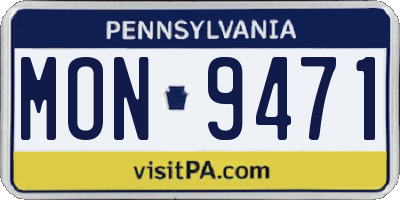 PA license plate MON9471