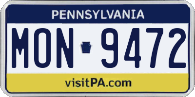 PA license plate MON9472