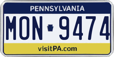 PA license plate MON9474