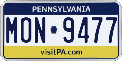 PA license plate MON9477
