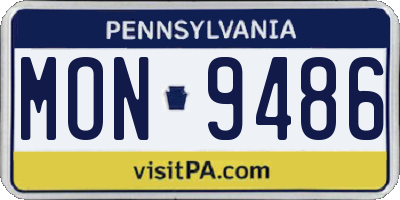 PA license plate MON9486