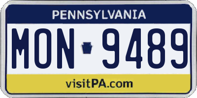 PA license plate MON9489