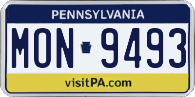 PA license plate MON9493