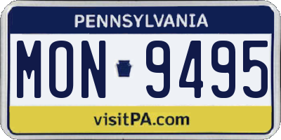 PA license plate MON9495
