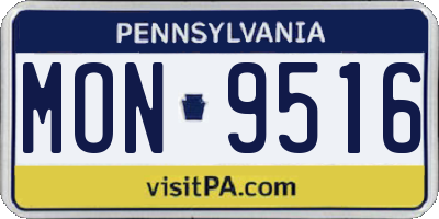 PA license plate MON9516