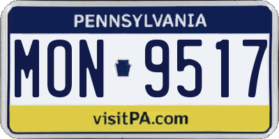 PA license plate MON9517